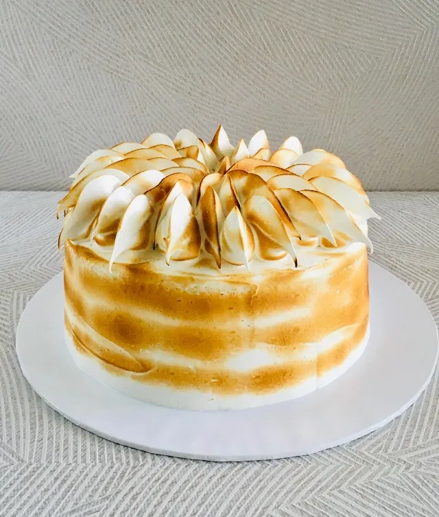 Lemon Meringue Cake | Vanilla Chiffon Cake With Lemon Cream, Covered in Toasted Meringue | 7 Inches In Diameter -