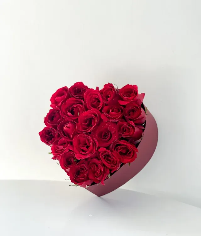 Be Mine | 24 Imported Red Roses in a Heart Shaped Box